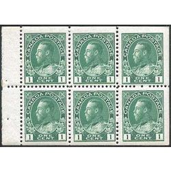 canada stamp 104a booklet pane 6 x 1 yellow green 6 1911