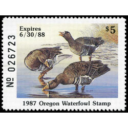 us stamp rw hunting permit rw or4 oregon white fronted geese 5 1987