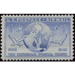 us stamp c air mail c43 globe and doves carrying messages 15 1949