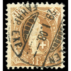 switzerland stamp 111a helvetia large numerals 3fr 1907
