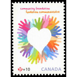 canada stamp b semi postal b19i circle of multi coloured children s hands forming a heart 2012