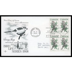 canada stamp 478 gray jays 5 1968 FDC BLOCK 011