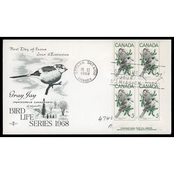 canada stamp 478 gray jays 5 1968 FDC LR 013