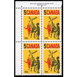 canada stamp 483 lacrosse players 5 1968 PB UL %231