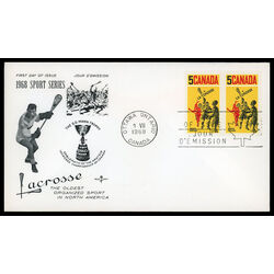 canada stamp 483 lacrosse players 5 1968 FDC PC 017