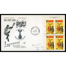 canada stamp 483 lacrosse players 5 1968 FDC UL 020