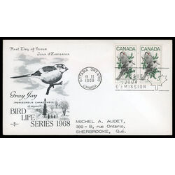 canada stamp 478 gray jays 5 1968 FDC PC 014
