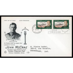 canada stamp 487 john mccrae and poem 5 1968 FDC PC 014