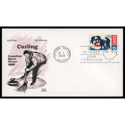 canada stamp 490 curlers on rink 6 1969 FDC PC 013