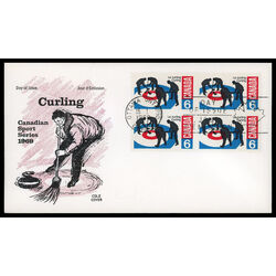 canada stamp 490 curlers on rink 6 1969 FDC BLOCK 014