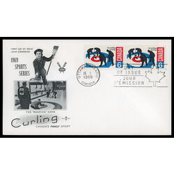 canada stamp 490 curlers on rink 6 1969 FDC PC 016