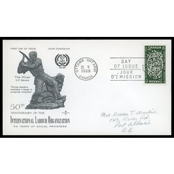 canada stamp 493i globe and tools 6 1969 FDC PC 007