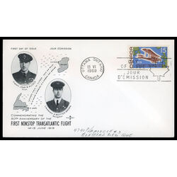 canada stamp 494 vickers vimy over atlantic 15 1969 FDC PC 026