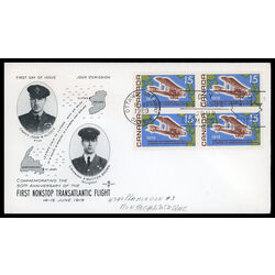 canada stamp 494 vickers vimy over atlantic 15 1969 FDC BLOCK 023