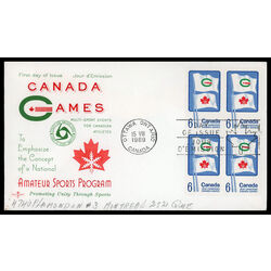 canada stamp 500 flags of summer and winter games 6 1969 FDC BLOCK 016