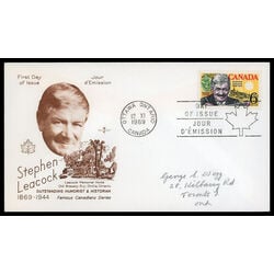 canada stamp 504 stephen leacock and mariposa 6 1969 FDC PC 011