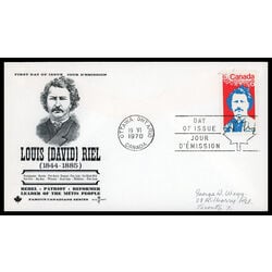 canada stamp 515 louis riel 6 1970 FDC PC 021