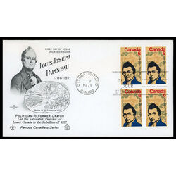 canada stamp 539 l j papineau 6 1971 FDC BLOCK 020