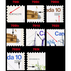 canada 10 inland vessels set of 8 different varieties with errors