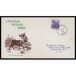 canada stamp 360 caribou 4 1956 FDC PC 013