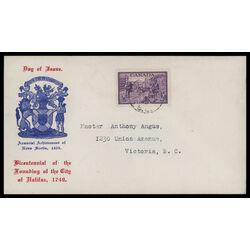 canada stamp 283 founding of halifax 4 1949 FDC JOINT 029