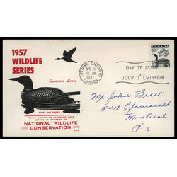 canada stamp 369 loon 5 1957 FDC PC 026