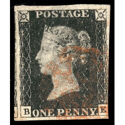 great britain stamp 1 queen victoria penny black 1p 1840 U F VF 103