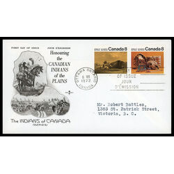 canada stamp 563a plains indians 2x8 1972 FDC PC 010