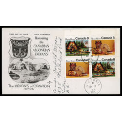canada stamp 567a algonkian indians 1973 FDC UR 013