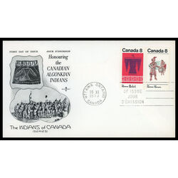 canada stamp 569a algonkian indians 1973 FDC PC 010