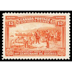 canada stamp 102 champlain s departure 15 1908 M F VFNH 081