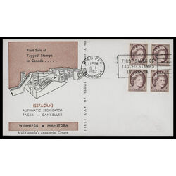 canada stamp 337p queen elizabeth ii 1 1962 FDC BLOCK 014