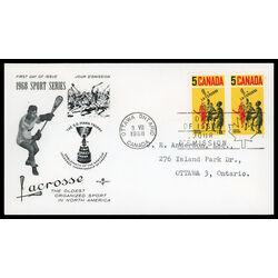 canada stamp 483 lacrosse players 5 1968 FDC PC 027