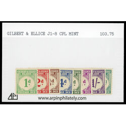 gilbert and ellice islands complete set j1 j8