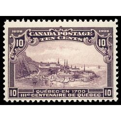 canada stamp 101 quebec in 1700 10 1908 M F VFNH 078