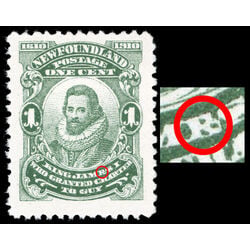 newfoundland stamp 87ix king james i 1 1910 M VF 013