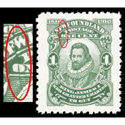 newfoundland stamp 87xii king james i 1 1910 M XFNH 012
