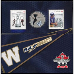 cfl teams stamp and coin set winnipeg blue bombers