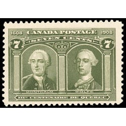 canada stamp 100 montcalm wolfe 7 1908 M F VFNH 102