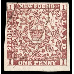 newfoundland stamp 1 pence first issue 1d 1857 U F VF 048