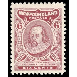 newfoundland stamp 92 lord bacon 6 1910 M VF 018