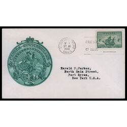 canada stamp 282 newfoundland cabot s ship matthew 4 1949 FDC PC 072