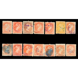 colour cancels on 14 early stamps