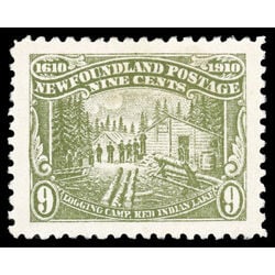 newfoundland stamp 94 logging camp 9 1910 M XF 023