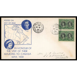 canada stamp 246 hrh elizabeth margaret 1 1939 FDC PC 062