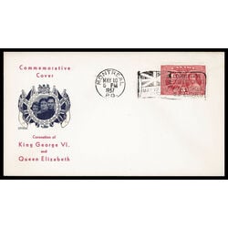 canada stamp 237 king george vi queen elizabeth 3 1937 FDC PC 110