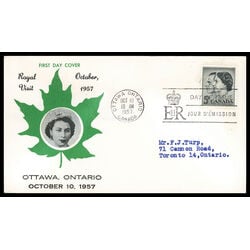 canada stamp 374 royal visit 5 1957 FDC PC 036