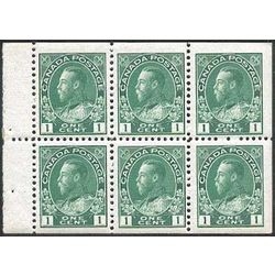 canada stamp 104a booklet pane 6 x 1 yellow green 6 1911