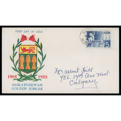 canada stamp 355 wheat and oil 5 1955 FDC PC 035