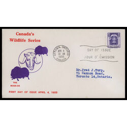 canada stamp 352 musk ox 4 1955 FDC PC 021